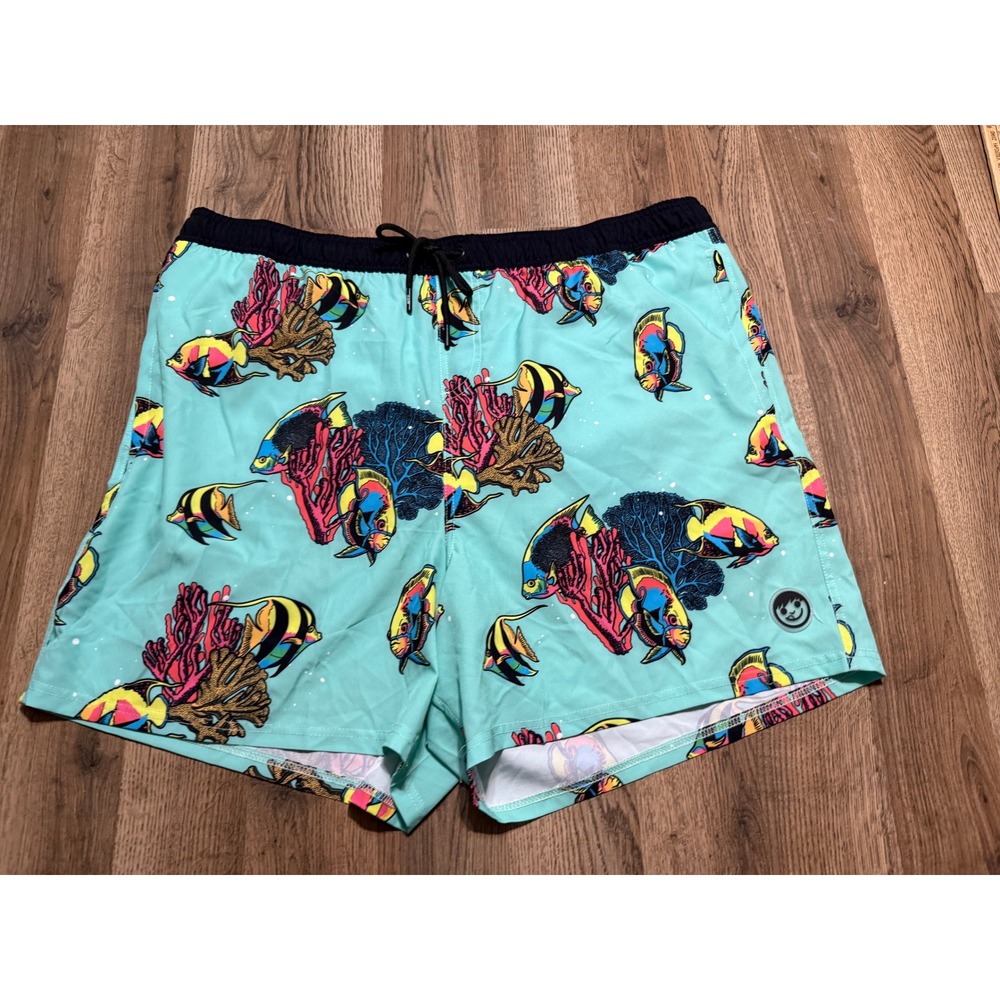 Neff Shorts Mens Size 3XL Aqua Blue Tropical Fish Board Shorts Swim Trunks